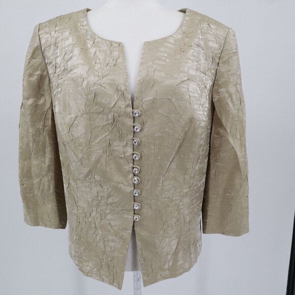 Alex Evenings Embellished Blazer Womens 22WP Beige Evening Wear Elegant Formal - Picture 1 of 15